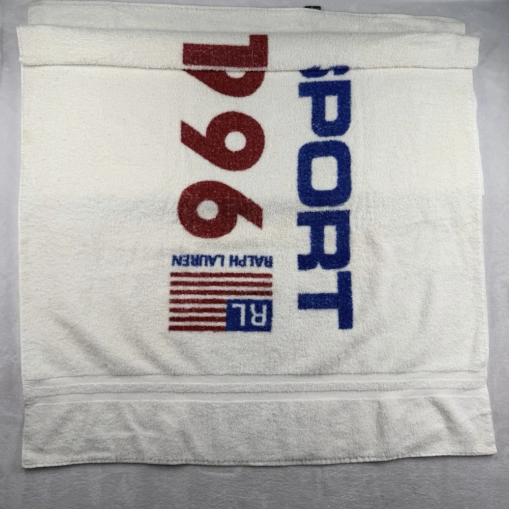Vtg 90s Ralph Lauren Polo Sport 1996 American Flag Beach Towel USA 69